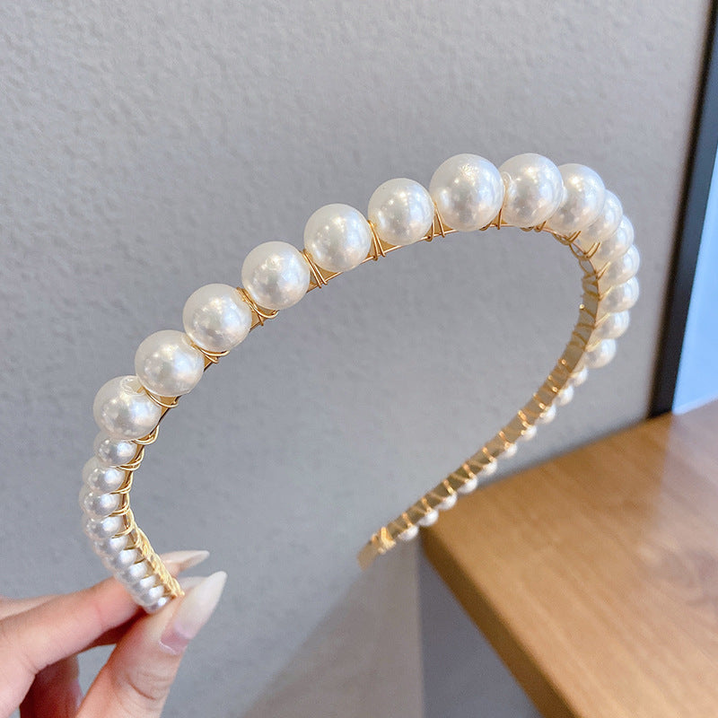 Serre-Tête Perles Fines Femme – Accessoire Cheveux Imitation Perle Métal 14cm