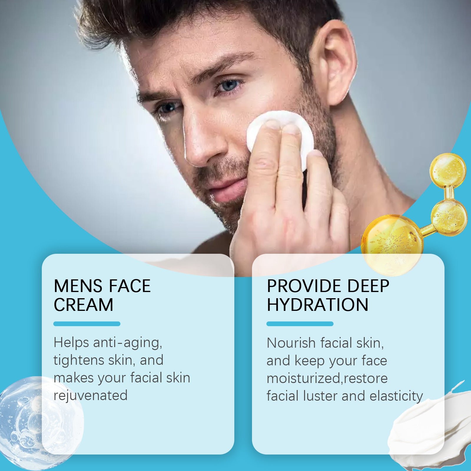 Crème Visage Homme Rétinol – Hydratante Collagène Acide Hyaluronique Vitamine E 50g