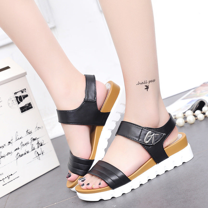 Women's Open Toe Sandals - Wedge Heel Ankle Strap Beach