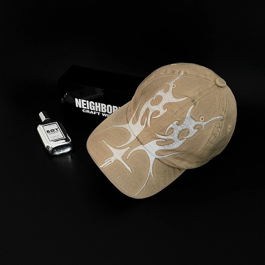 Casquette Baseball Flamme Brodée – Unisexe Streetwear Coton Réglable