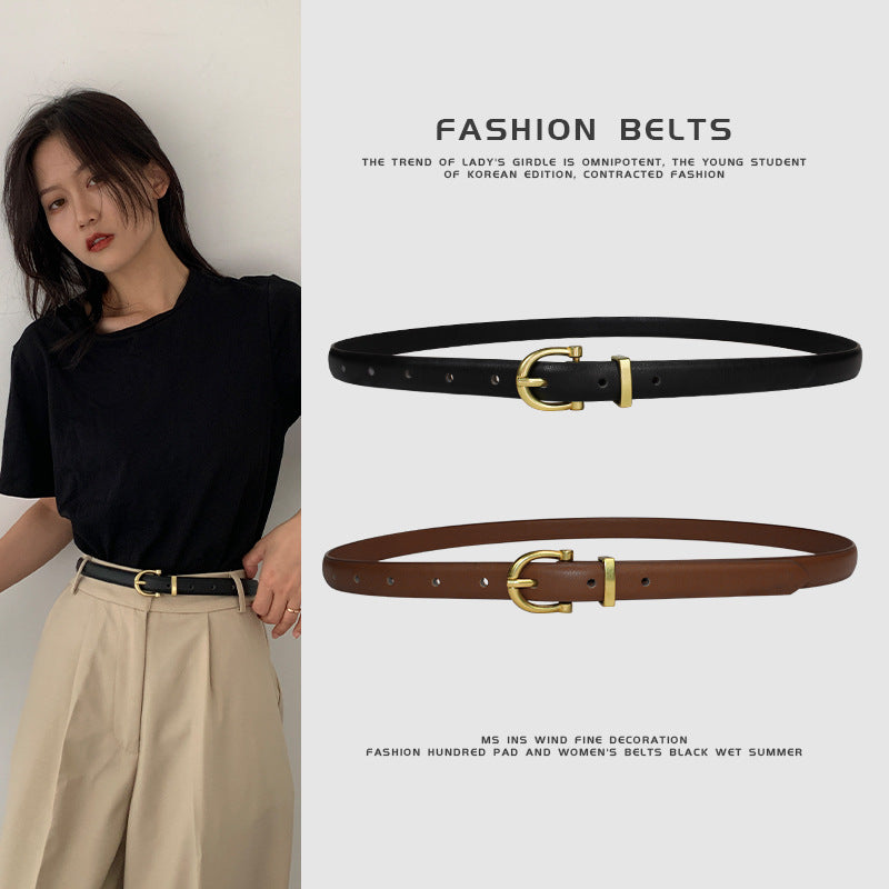 Ceinture Femme Cuir PU Style Harajuku – 6 Modèles Boucle Ardillon Slim 90-120cm