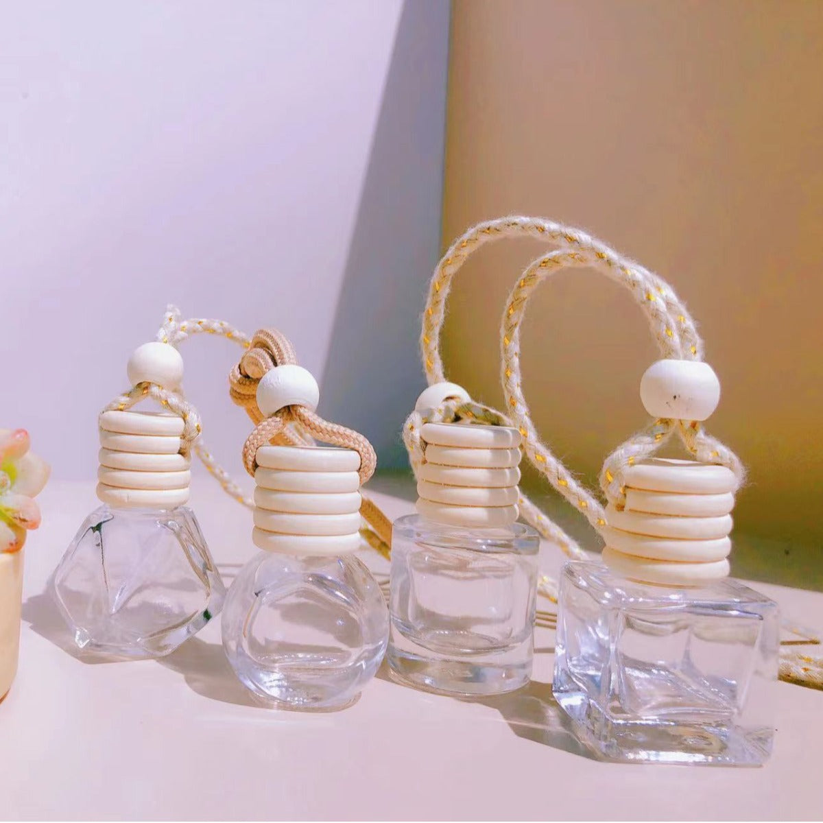Pendentif Parfum Voiture Verre – Fragrance Fraîcheur 4 Formes 6-8ml