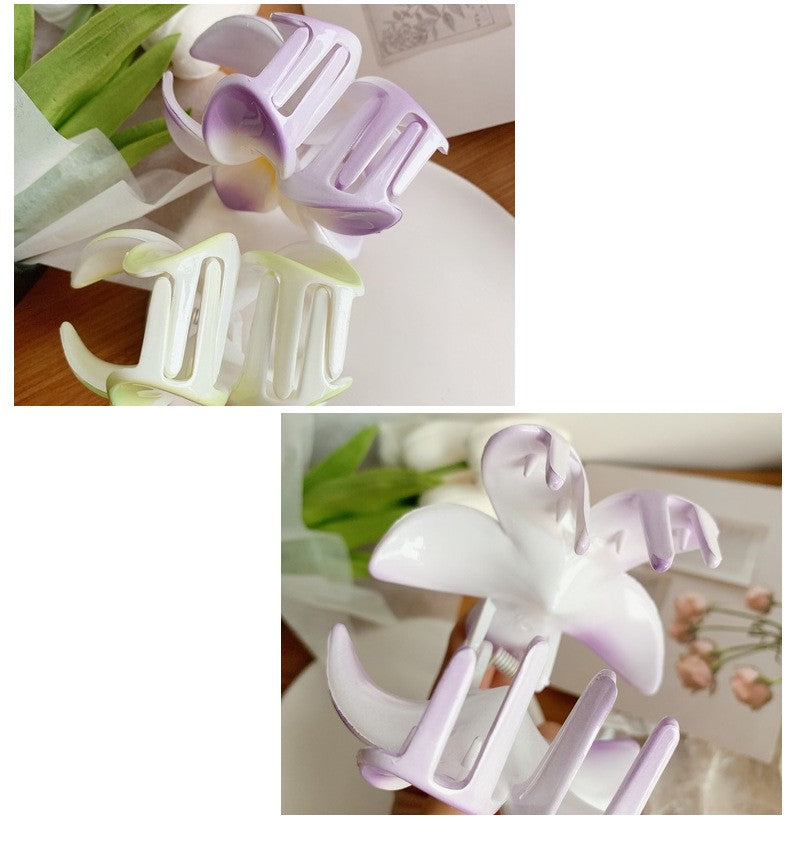 Pince À Cheveux Fleur Pluméria Style Coréen – Griffe Tendance 6 Coloris Femme