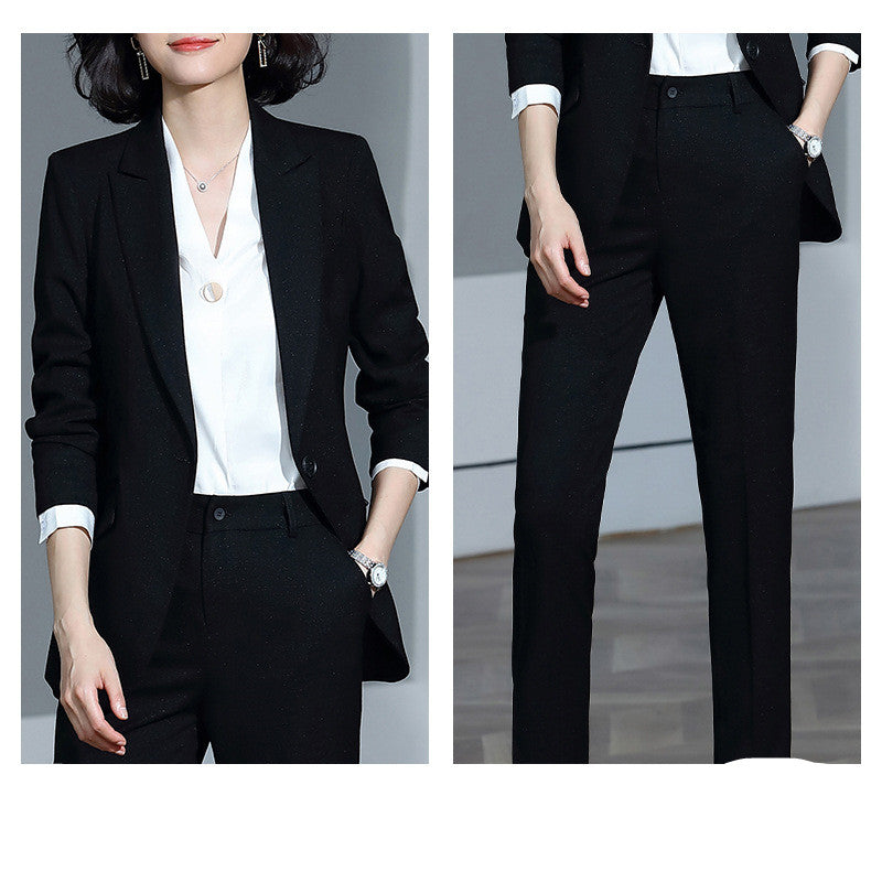 Tailleur Business Femme Polyester 3 Styles – Robe Pantalon ou Chemise Abricot Blanc Noir