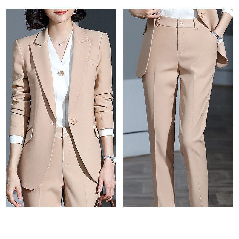 Tailleur Business Femme Polyester 3 Styles – Robe Pantalon ou Chemise Abricot Blanc Noir