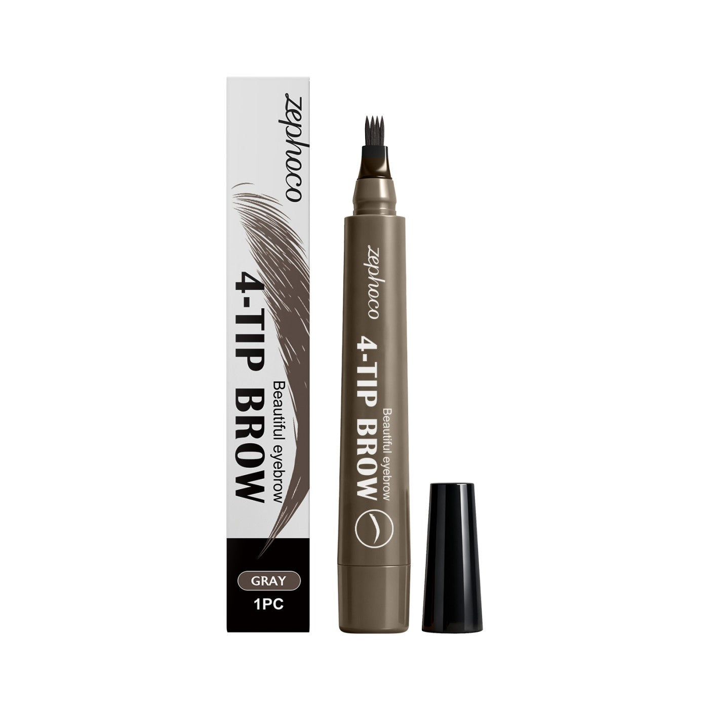 Crayon Sourcils 4 Pointes Waterproof – Cire d’Abeille Vitamine E Carbone 5 Teintes