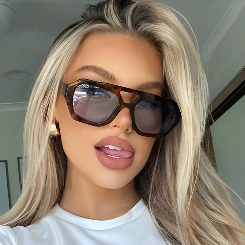 Lunettes de Soleil Grande Monture Léopard – UV400 Style Ins Street 12 Coloris