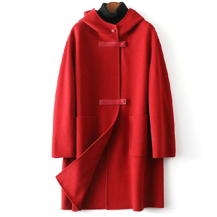 Manteau Laine Femme Oversize À Capuche – Coupe Ligne A Manches Princesse S-4XL