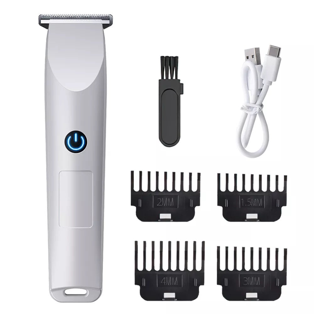 Tondeuse Cheveux Électrique Sans Fil Homme – Moteur 6000 tr/min Batterie 500mAh USB 4 Sabots Noir Bleu Blanc
