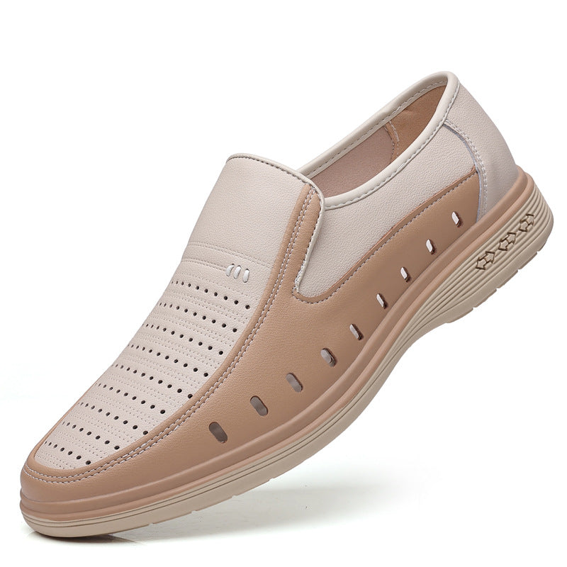 Chaussures Casual Homme Cuir Véritable Semelle Souple – Respirantes Antidérapantes Beige