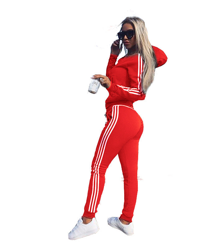 Ensemble Jogging Femme Polyester Manches Longues – Veste & Pantalon Droit 4 Coloris S-3XL
