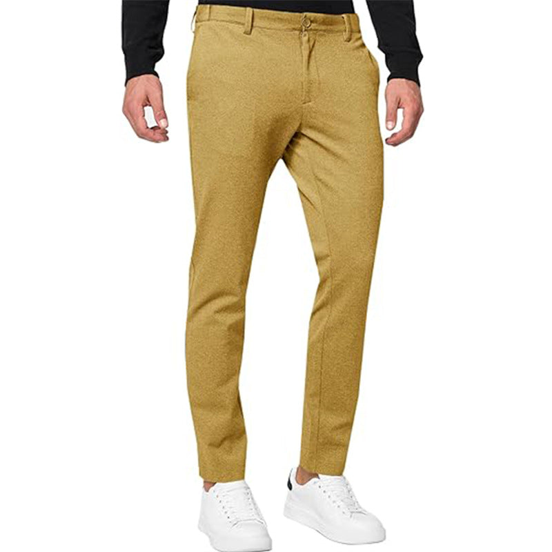 Pantalon chino slim homme – Tapered stretch décontracté couleur unie