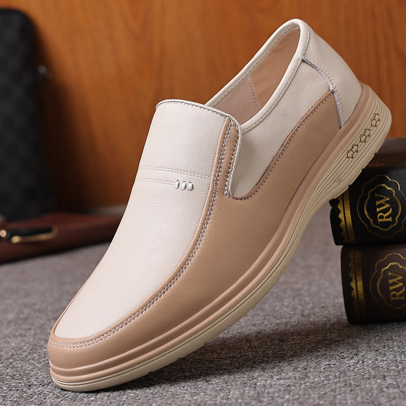 Chaussures Casual Homme Cuir Véritable Semelle Souple – Respirantes Antidérapantes Beige