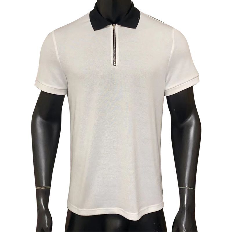 White Premium Polo – Loose Short-Sleeved Polyester T-Shirt