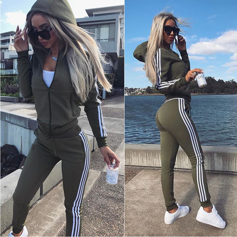 Ensemble Jogging Femme Polyester Manches Longues – Veste & Pantalon Droit 4 Coloris S-3XL