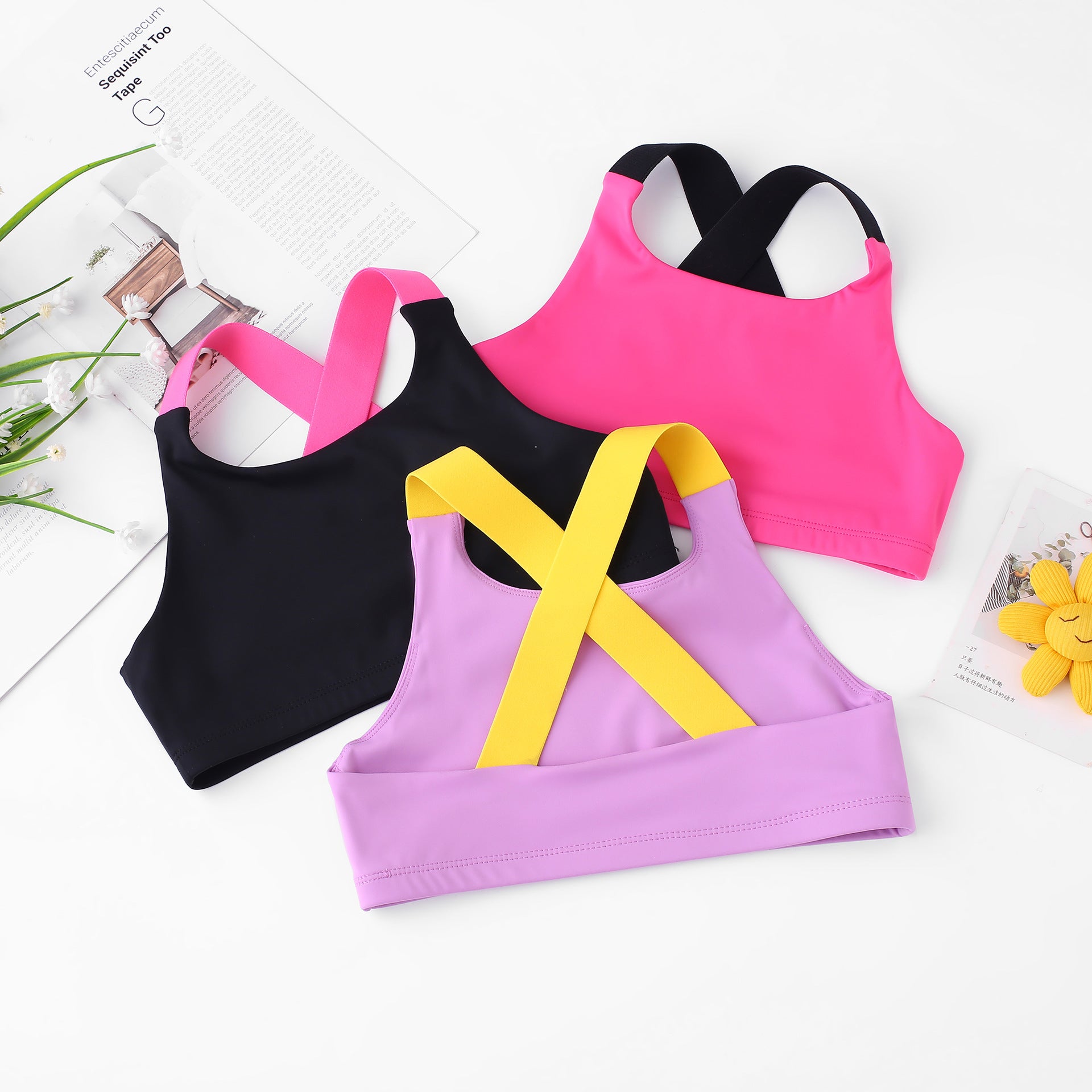 Débardeur de yoga pour filles – Crop top court de danse et de fitness