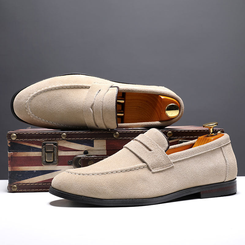 Mocassins Homme Nubuck Sans Lacets – Semelle Caoutchouc Casual