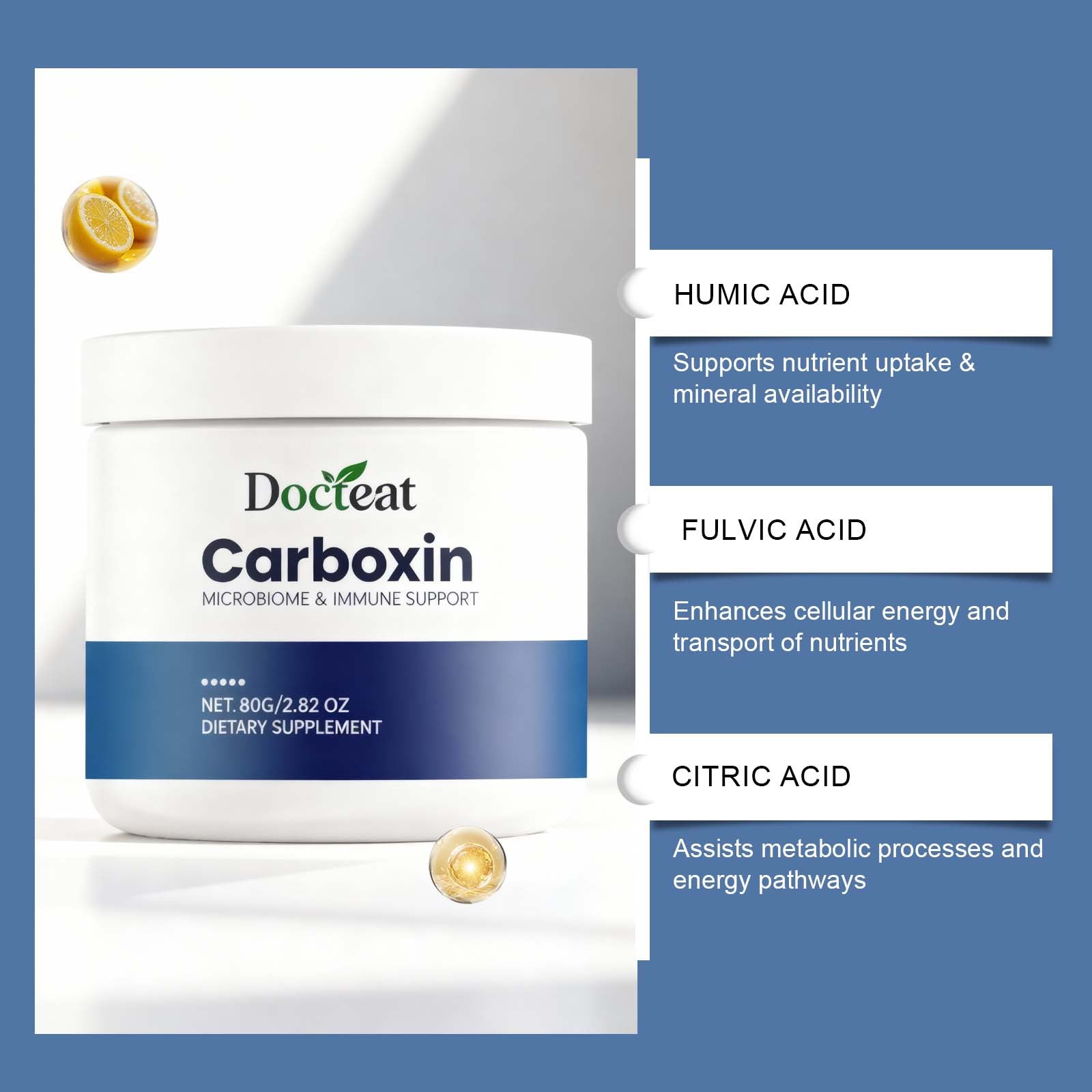 Supplément Nettoyage Intestinal – Acide Humique Fulvique Citrique Détox Côlon 80g