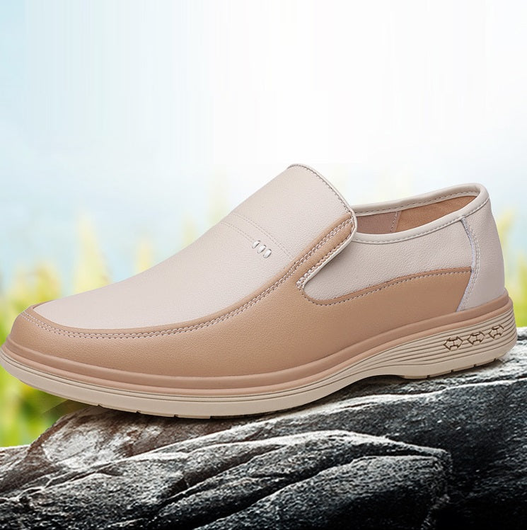 Chaussures Casual Homme Cuir Véritable Semelle Souple – Respirantes Antidérapantes Beige