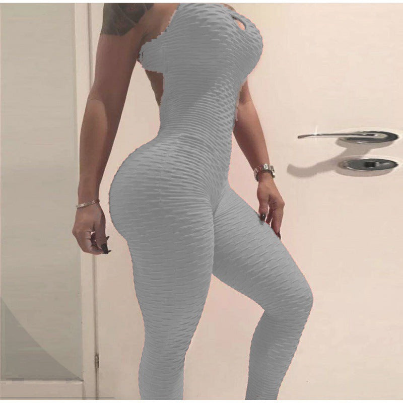 Combinaison Femme Dos Nu Moulante – Jumpsuit Mesh Taille Haute Fitness