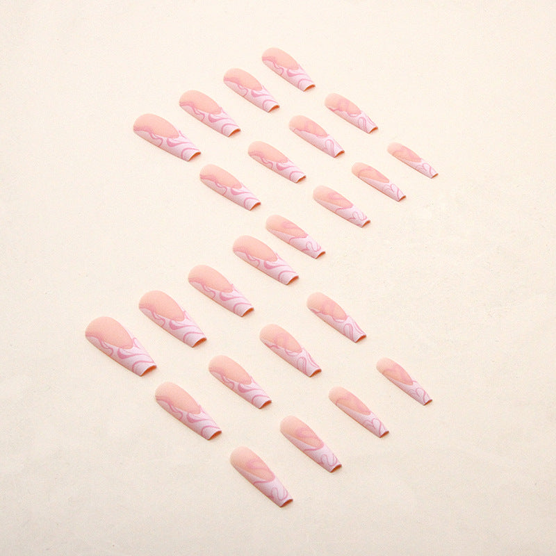 Faux Ongles Cœur Givré – Style Français Ballet Long Ins Sweet
