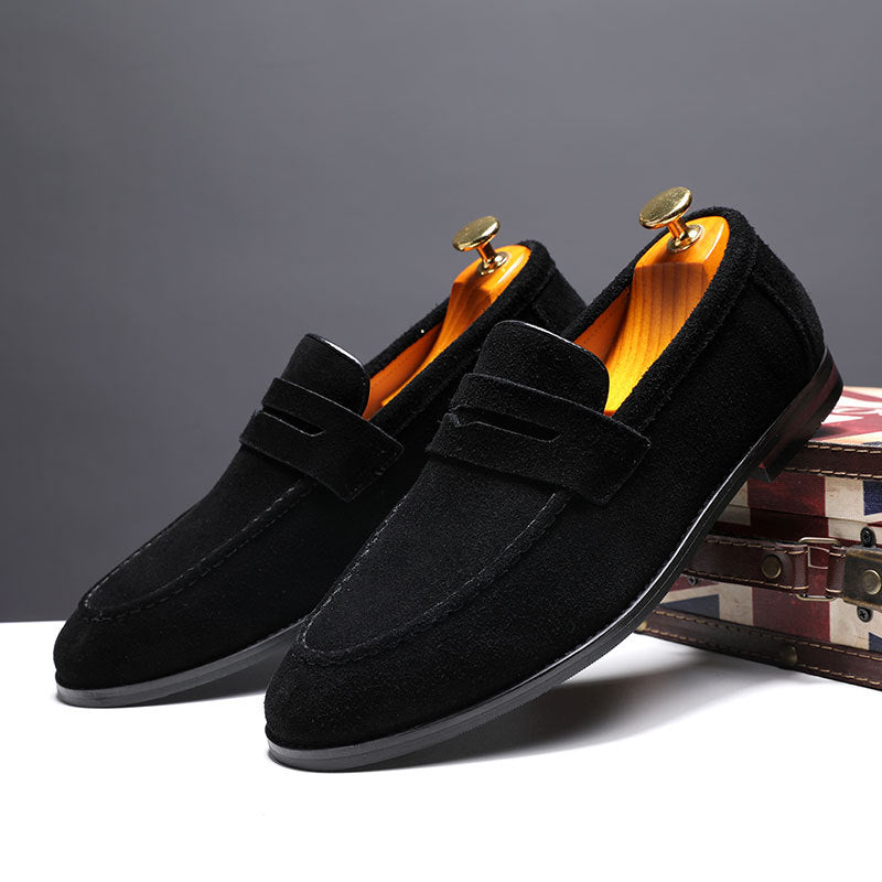 Mocassins Homme Nubuck Sans Lacets – Semelle Caoutchouc Casual