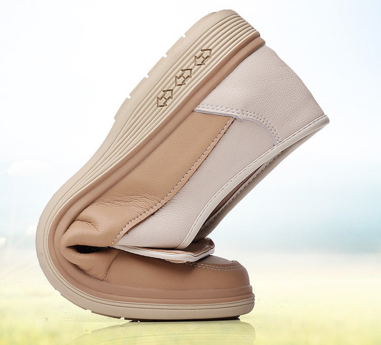 Chaussures Casual Homme Cuir Véritable Semelle Souple – Respirantes Antidérapantes Beige