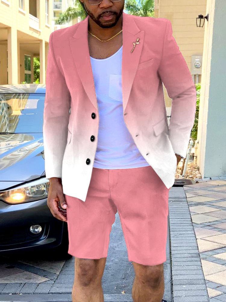 Costume Short Style Britannique Slim Fit Homme Acétate – Veste + Short 5 Coloris M-3XL