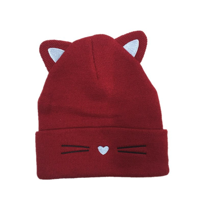 Bonnet Oreilles de Chat Femme Acrylique – Dome 5 Coloris Noir Rose Blanc Gris Bordeaux
