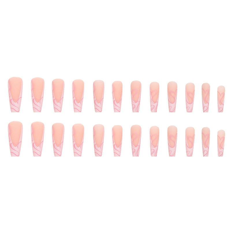 Faux Ongles Cœur Givré – Style Français Ballet Long Ins Sweet