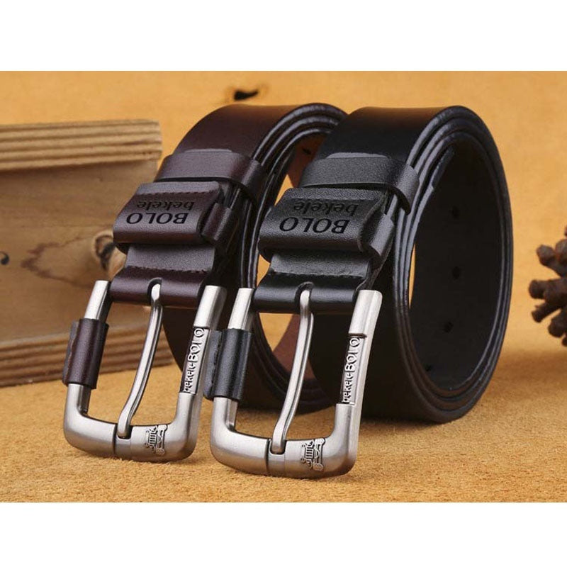 Ceinture Homme Cuir Véritable – Boucle Ardillon Classique Noir Marron