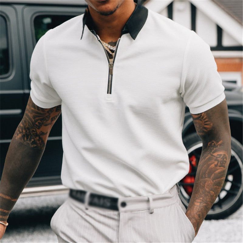 White Premium Polo – Loose Short-Sleeved Polyester T-Shirt