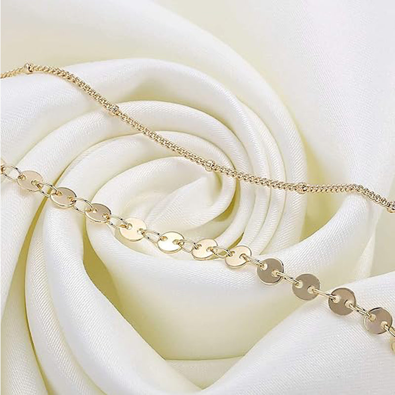 Bracelet Superposé Femme Plaqué Or 14K – Chaîne Ovale Ajustable Hypoallergénique