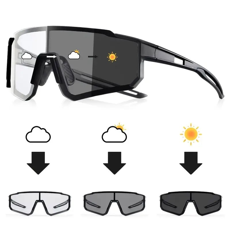 Fashion Unisex Polycarbonate Sunglasses – Polarized Photochromic Anti-Reflective Lenses Black