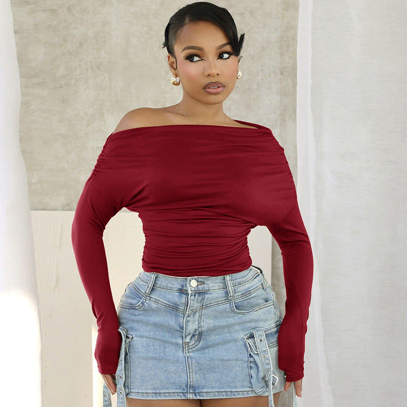 Top Femme Slim Fit Polyester Uni – Style Sexy Couleur Unie Marron S-L