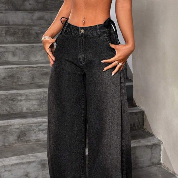 Jean Baggy Rétro Femme – Coupe Large Jambe Évasée Denim