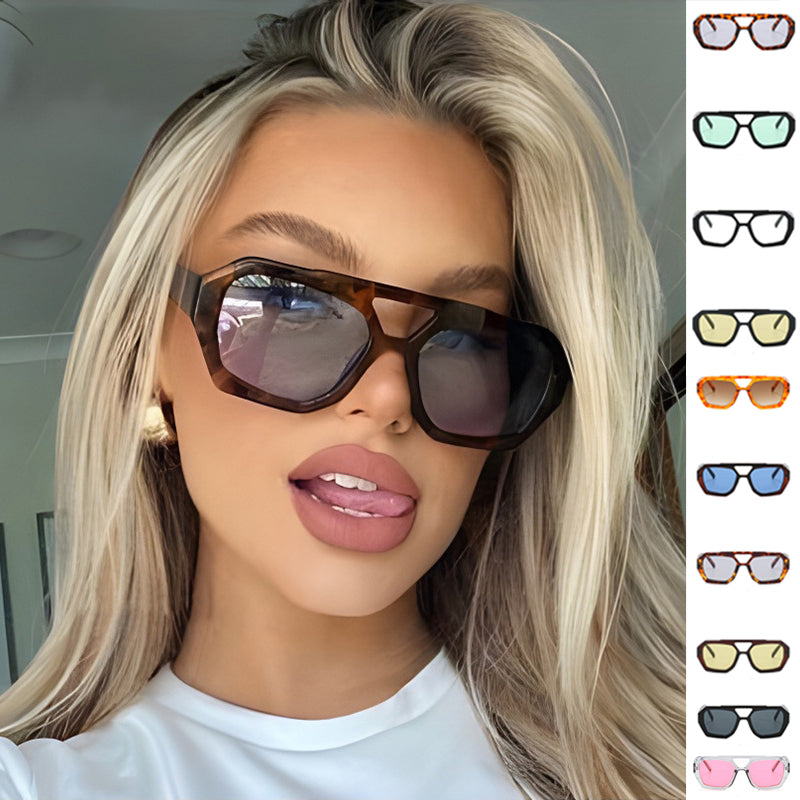 Lunettes de Soleil Grande Monture Léopard – UV400 Style Ins Street 12 Coloris